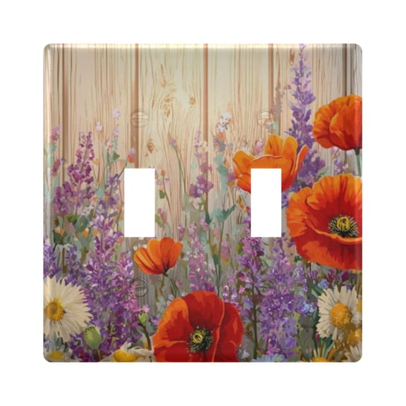 Light Switch Cover Spring Flowers Wood Plates Faceplate Decorative Switch Plate for Bedroom Home Decor