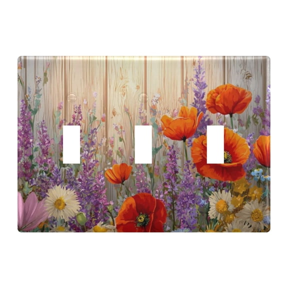 Light Switch Cover Spring Flowers Wood Plates Faceplate Decorative Switch Plate for Bedroom Home Decor