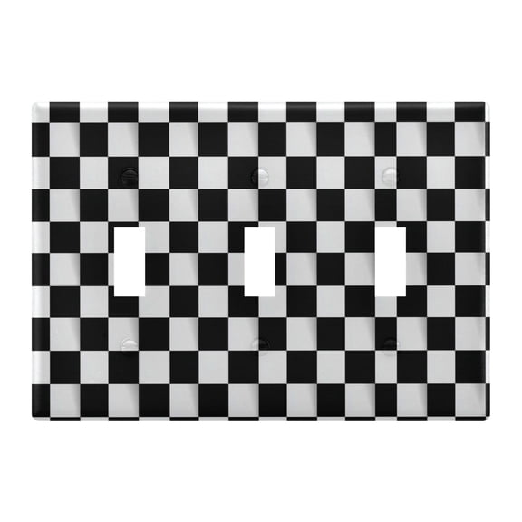 Light Switch Cover Square Black and White Grid Plates Faceplate Decorative Switch Plate for Bedroom Home Decor