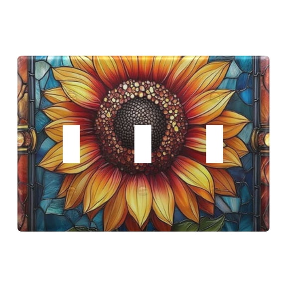 Light Switch Cover Stained Glass Sunflower Plates Faceplate Decorative Switch Plate for Bedroom Home Decor