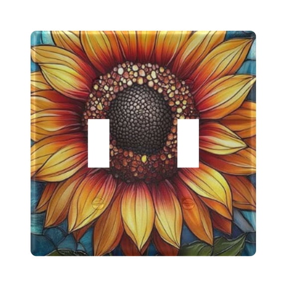 Light Switch Cover Stained Glass Sunflower Plates Faceplate Decorative Switch Plate for Bedroom Home Decor
