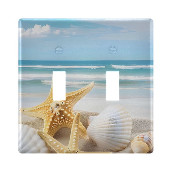 Light Switch Cover Starfish Shells and Sandy Beach Plates Faceplate Decorative Switch Plate for Bedroom Home Decor