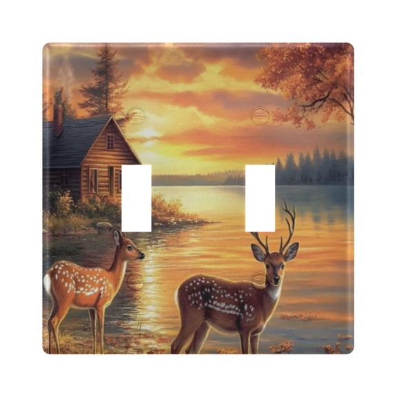 Light Switch Cover Sunset Deer Plates Faceplate Decorative Switch Plate for Bedroom Home Decor