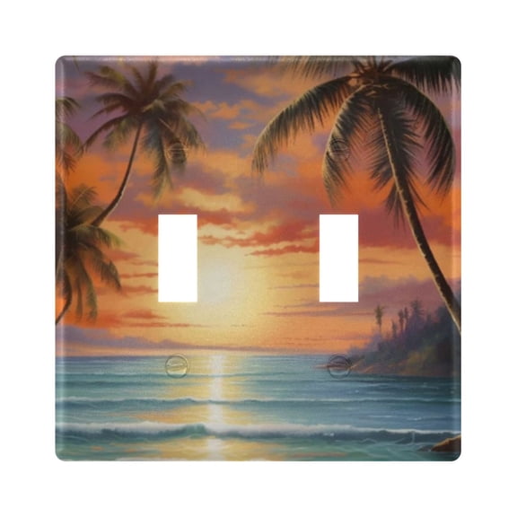 Light Switch Cover Sunset Tropical Palm Tree Plates Faceplate Decorative Switch Plate for Bedroom Home Decor