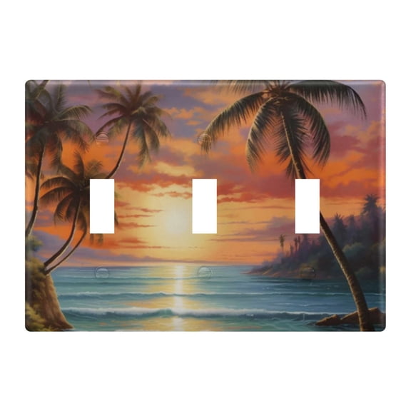Light Switch Cover Sunset Tropical Palm Tree Plates Faceplate Decorative Switch Plate for Bedroom Home Decor