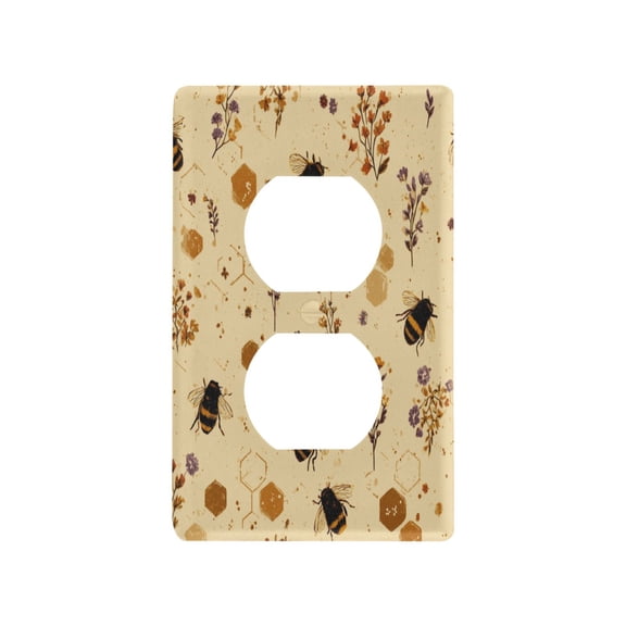 Light Switch Cover Switch Plate Outlet Cover Plug Cover for Electrical Duplex Outlets Bees and Flowers Pattern