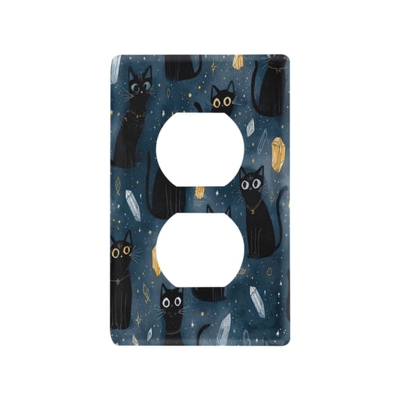 Light Switch Cover Switch Plate Outlet Cover Plug Cover for Electrical Duplex Outlets Black Cats and Mystical Symbols