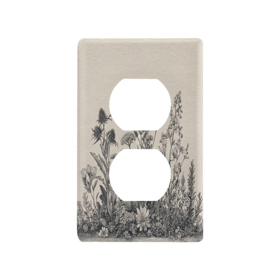 Light Switch Cover Switch Plate Outlet Cover Plug Cover for Electrical Duplex Outlets Black and White Ink Drawing