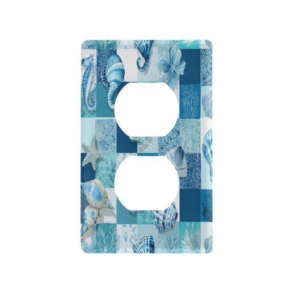 Light Switch Cover Switch Plate Outlet Cover Plug Cover for Electrical Duplex Outlets Blue Marine Life Patterns