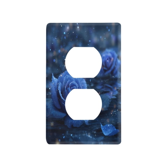 Light Switch Cover Switch Plate Outlet Cover Plug Cover for Electrical Duplex Outlets Blue Rose Pattern