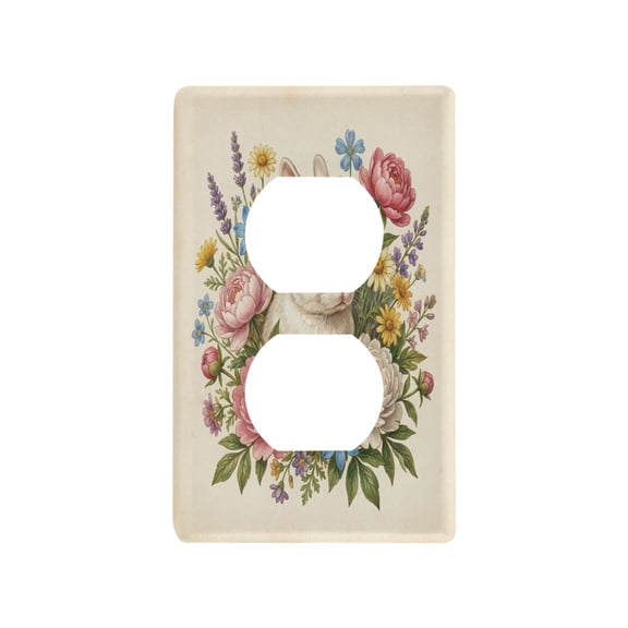 Light Switch Cover Switch Plate Outlet Cover Plug Cover for Electrical Duplex Outlets Bunny and Vibrant Flowers