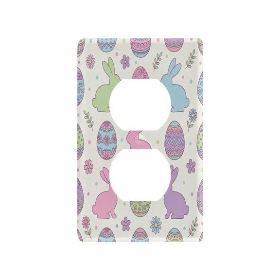 Light Switch Cover Switch Plate Outlet Cover Plug Cover for Electrical Duplex Outlets Colorful Easter Bunnies and Eggs