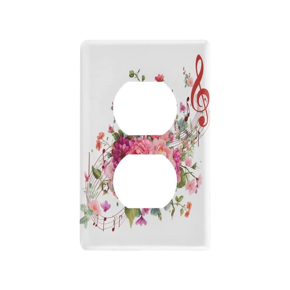 Light Switch Cover Switch Plate Outlet Cover Plug Cover for Electrical Duplex Outlets Colorful Musical Notes with Flowers