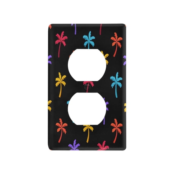 Light Switch Cover Switch Plate Outlet Cover Plug Cover for Electrical Duplex Outlets Colorful Palm Tree Icons