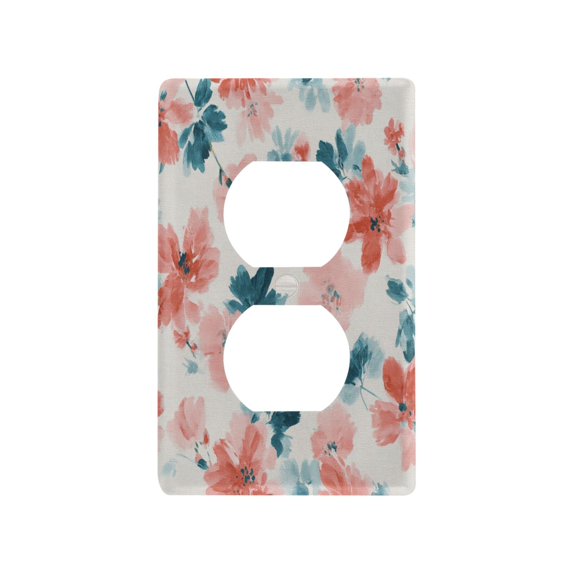 Light Switch Cover Switch Plate Outlet Cover Plug Cover for Electrical Duplex Outlets Coral and Teal Floral Pattern