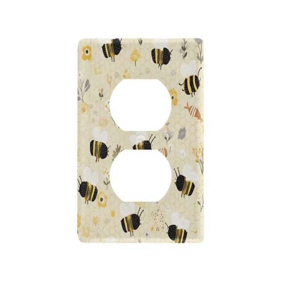 Light Switch Cover Switch Plate Outlet Cover Plug Cover for Electrical Duplex Outlets Cute Bees and Honeycomb Pattern