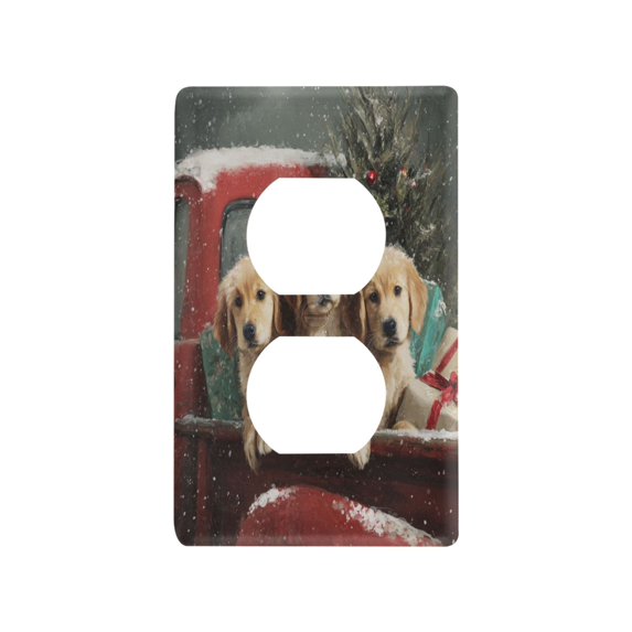 Light Switch Cover Switch Plate Outlet Cover Plug Cover for Electrical Duplex Outlets Cute Dog and Red Truck