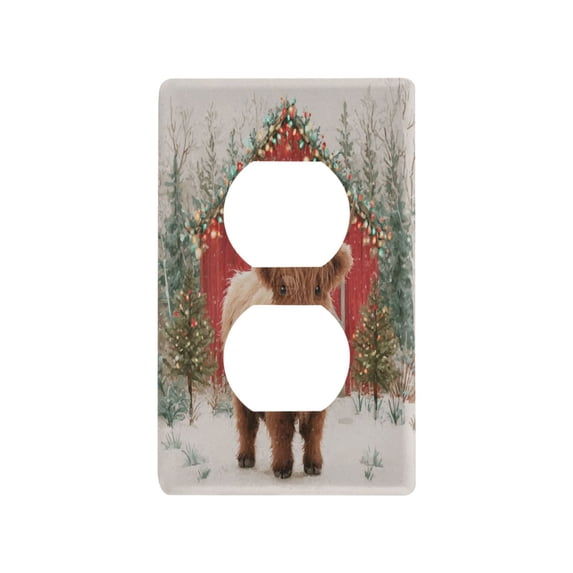 Light Switch Cover Switch Plate Outlet Cover Plug Cover for Electrical Duplex Outlets Cute Highland Cow Pattern