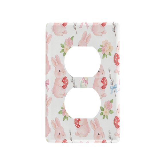 Light Switch Cover Switch Plate Outlet Cover Plug Cover for Electrical Duplex Outlets Cute Pink Bunny Pattern