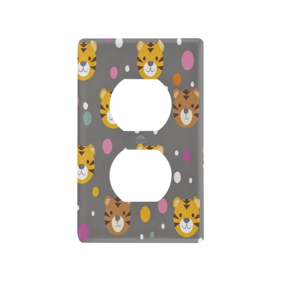 Light Switch Cover Switch Plate Outlet Cover Plug Cover for Electrical Duplex Outlets Cute Tiger Face Pattern