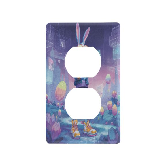 Light Switch Cover Switch Plate Outlet Cover Plug Cover for Electrical Duplex Outlets Cyberpunk-style Easter Bunny