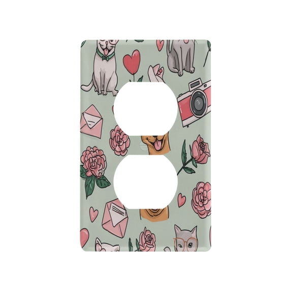 Light Switch Cover Switch Plate Outlet Cover Plug Cover for Electrical Duplex Outlets Dog and Letter Envelopes Pattern