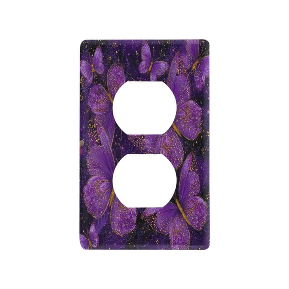 Light Switch Cover Switch Plate Outlet Cover Plug Cover for Electrical Duplex Outlets Glowing Purple Butterfly
