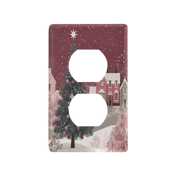 Light Switch Cover Switch Plate Outlet Cover Plug Cover for Electrical Duplex Outlets Pink Christmas Trees and Houses