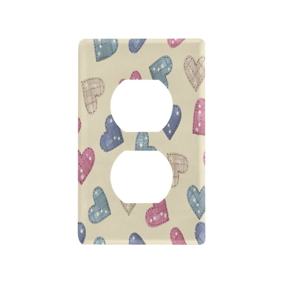 Light Switch Cover Switch Plate Outlet Cover Plug Cover for Electrical Duplex Outlets Pink and Blue Heart Pattern