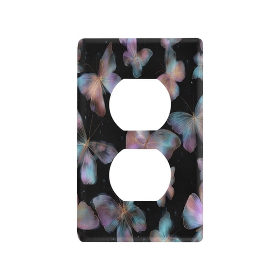 Light Switch Cover Switch Plate Outlet Cover Plug Cover for Electrical Duplex Outlets Pink and Cyan Butterflies