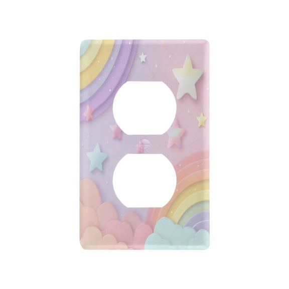 Light Switch Cover Switch Plate Outlet Cover Plug Cover for Electrical Duplex Outlets Rainbow Stars and Cloud Pattern