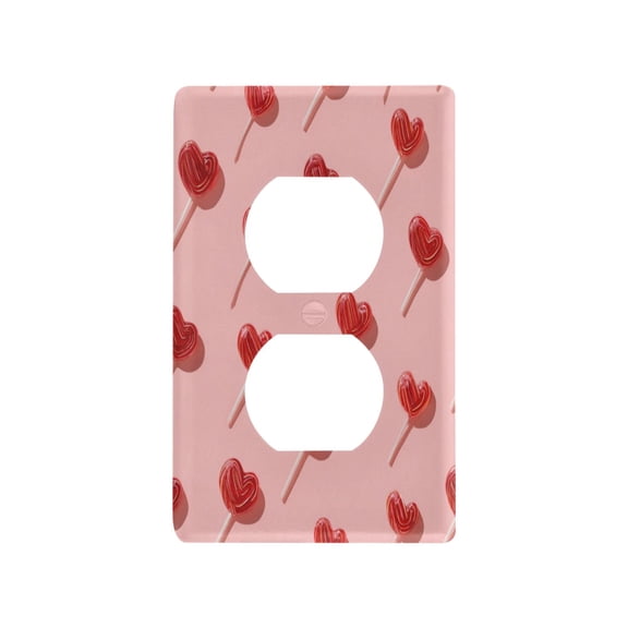 Light Switch Cover Switch Plate Outlet Cover Plug Cover for Electrical Duplex Outlets Red Heart-shaped Lollipops