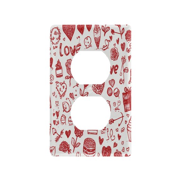 Light Switch Cover Switch Plate Outlet Cover Plug Cover for Electrical Duplex Outlets Red Romantic Element Icon