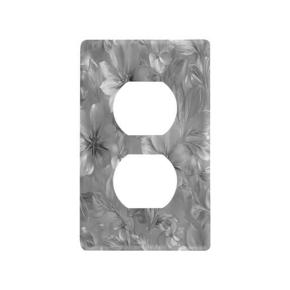 Light Switch Cover Switch Plate Outlet Cover Plug Cover for Electrical Duplex Outlets Silver Metal Flower Pattern