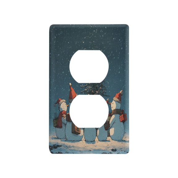 Light Switch Cover Switch Plate Outlet Cover Plug Cover for Electrical Duplex Outlets Snowman with A Christmas Hat