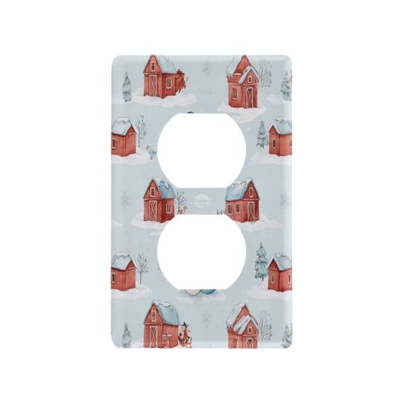 Light Switch Cover Switch Plate Outlet Cover Plug Cover for Electrical Duplex Outlets Watercolor Snowman and Red Barn