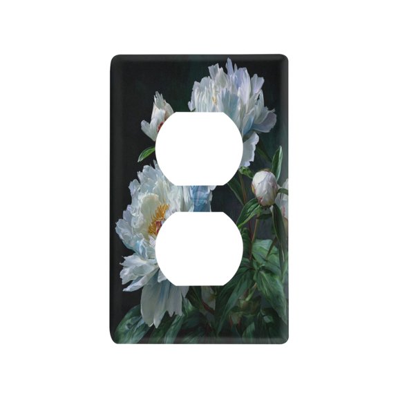 Light Switch Cover Switch Plate Outlet Cover Plug Cover for Electrical Duplex Outlets White Peony Flower