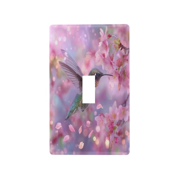 Light Switch Cover Switch Plate Outlet Cover Plug Cover for Electrical Toggle Switch Beautiful Pink Hummingbird