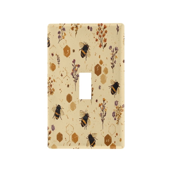 Light Switch Cover Switch Plate Outlet Cover Plug Cover for Electrical Toggle Switch Bees and Flowers Pattern