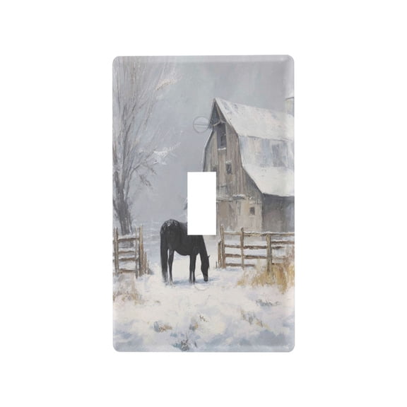 Light Switch Cover Switch Plate Outlet Cover Plug Cover for Electrical Toggle Switch Black Horse and an Old Barn