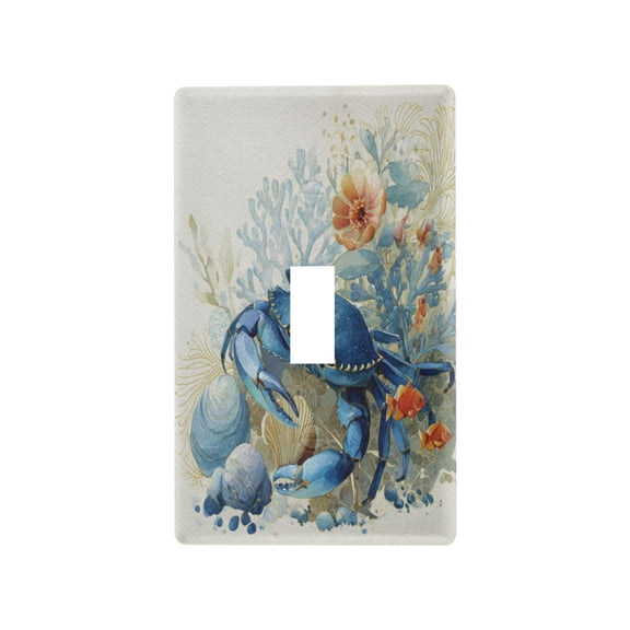 Light Switch Cover Switch Plate Outlet Cover Plug Cover for Electrical Toggle Switch Blue Crab and Shells