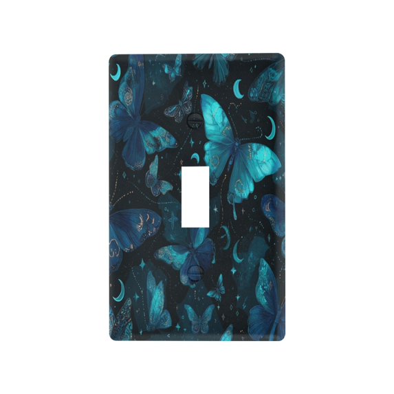 Light Switch Cover Switch Plate Outlet Cover Plug Cover for Electrical Toggle Switch Blue-green Butterfly Pattern