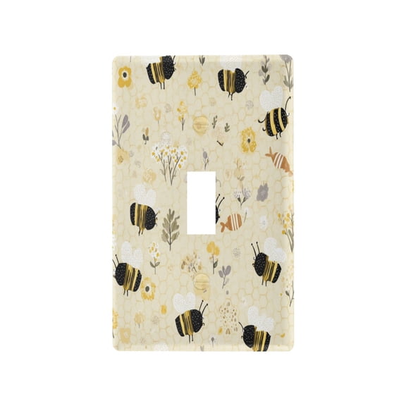 Light Switch Cover Switch Plate Outlet Cover Plug Cover for Electrical Toggle Switch Cute Bees and Honeycomb Pattern