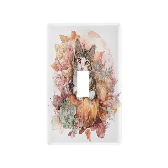 Light Switch Cover Switch Plate Outlet Cover Plug Cover for Electrical Toggle Switch Cute Cat with Autumn Leaves