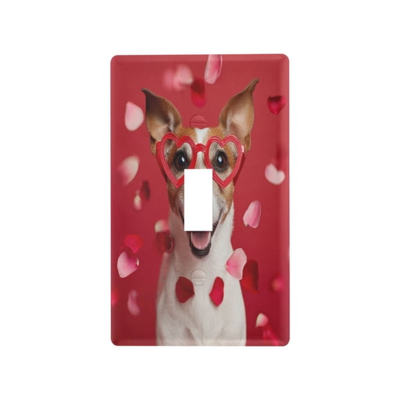 Light Switch Cover Switch Plate Outlet Cover Plug Cover for Electrical Toggle Switch Dog with Heart-shaped Glasses