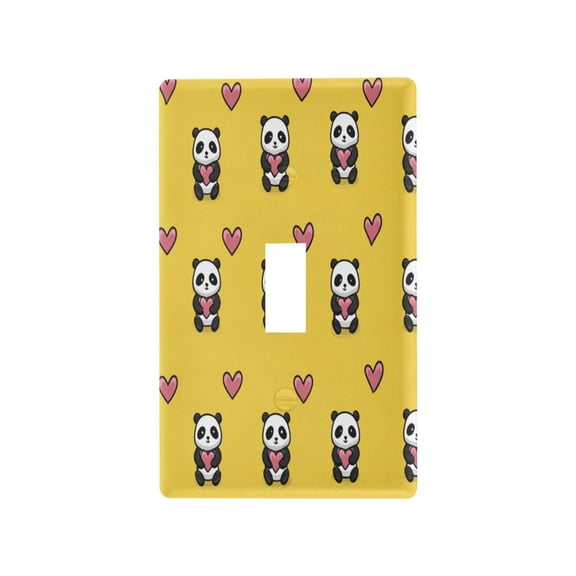 Light Switch Cover Switch Plate Outlet Cover Plug Cover for Electrical Toggle Switch Panda Cartoon with Heart Pattern