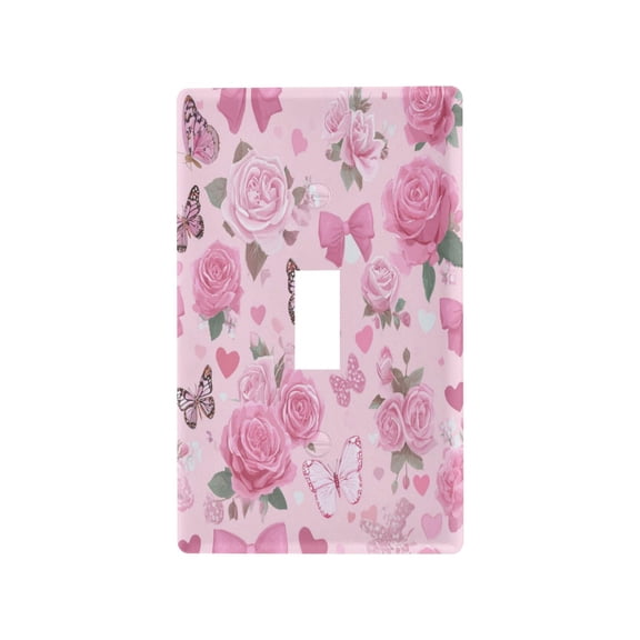 Light Switch Cover Switch Plate Outlet Cover Plug Cover for Electrical Toggle Switch Pink Roses and Butterflies