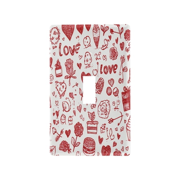 Light Switch Cover Switch Plate Outlet Cover Plug Cover for Electrical Toggle Switch Red Romantic Element Icon