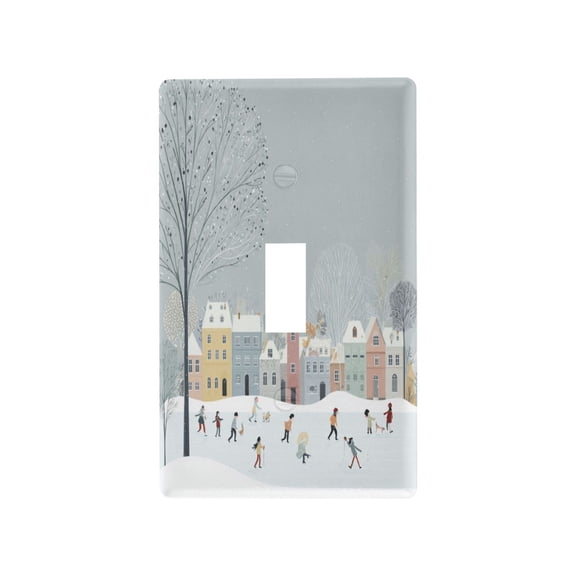 Light Switch Cover Switch Plate Outlet Cover Plug Cover for Electrical Toggle Switch Winter Wonderland with Small Town