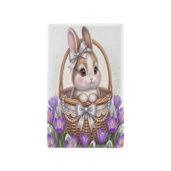 Light Switch Cover Switch Plate Outlet Cover Plug Cover for Electrical Unused Outlet Cover Bunny Sitting in Wicker Basket